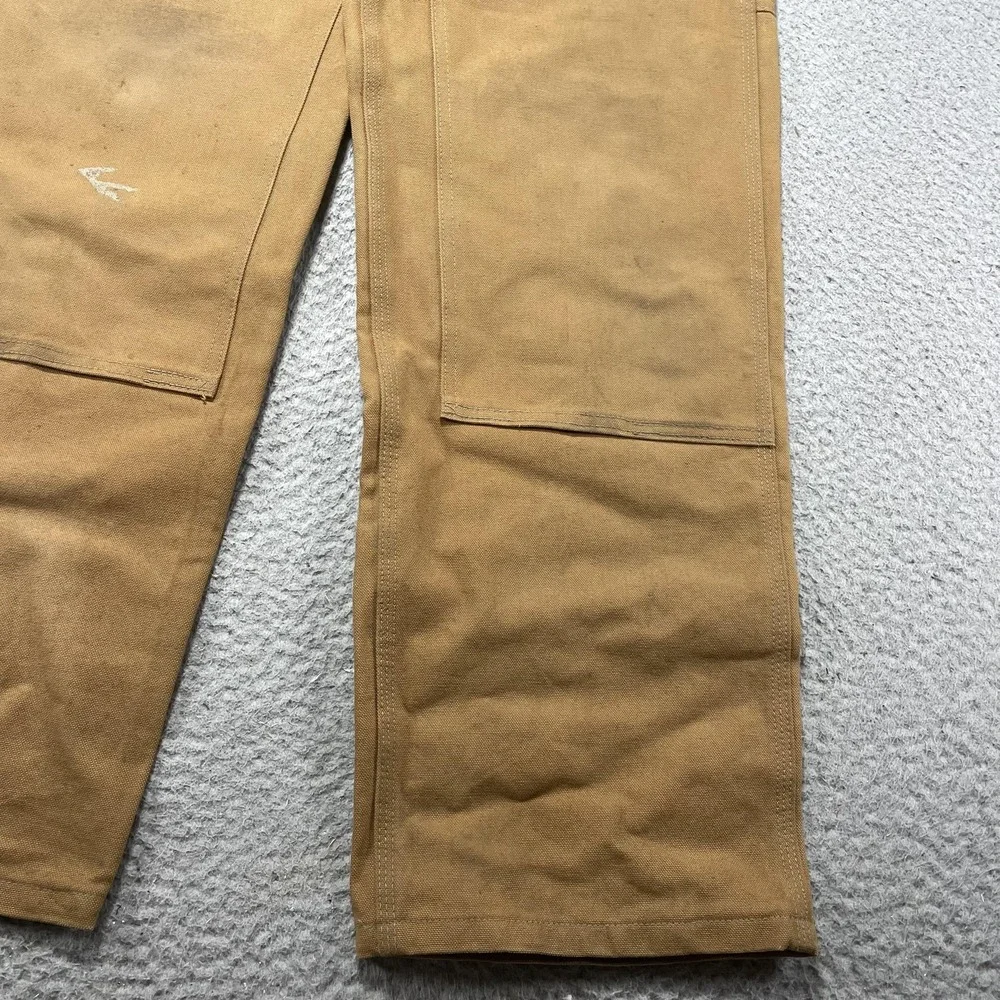 Carhartt Bib Overalls Mens 32x32 Brown Canvas Double Knee Workwear Carpenter